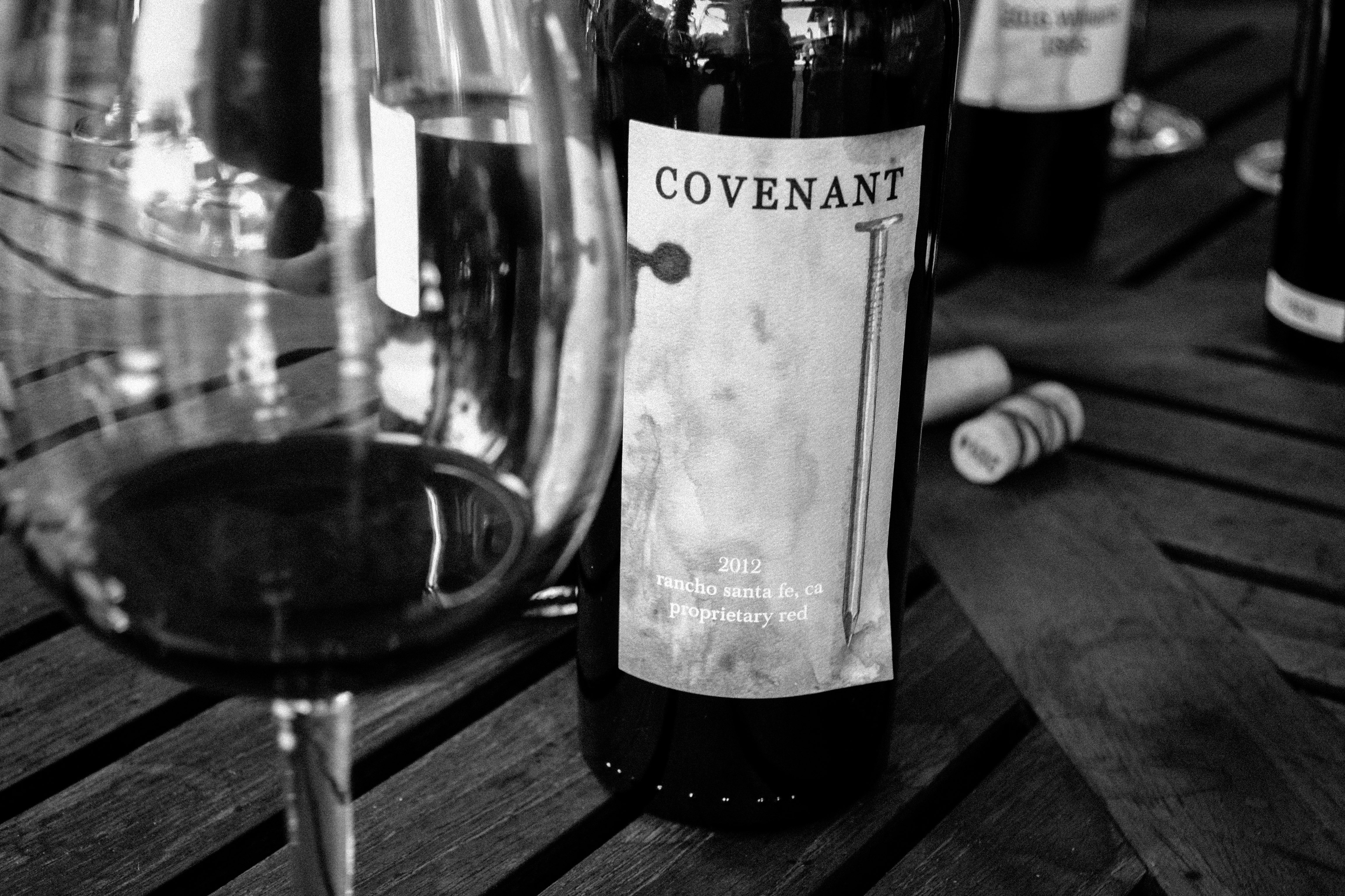 2015 - With guidance from Steve Ernst and art by Leonard Hardtke, our first vintage, the 2012, is released for sale in the best restaurants of San Diego under the name Covenant.
